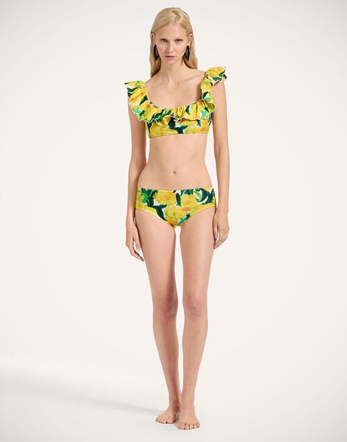La Doublej Ruffle Bikini Top Zesty Yellow In Lycra