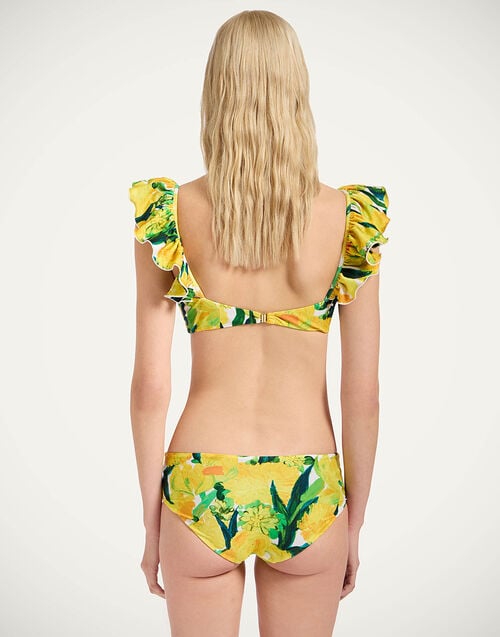 La Doublej Ruffle Bikini Top Zesty Yellow In Lycra