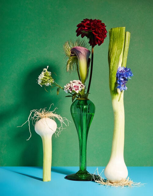 La Doublej Scallion Vase Verde In Murano Glass