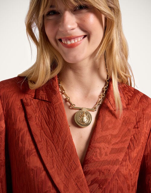 la doublej Scarab Necklace 24k Gold Plate