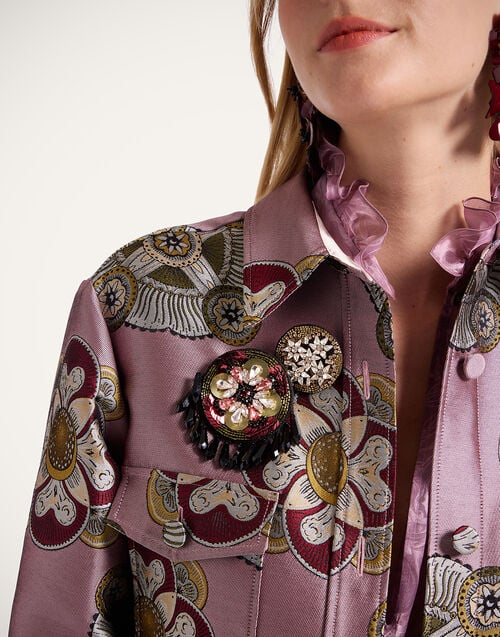 La Doublej Set Of 2 Pins Nucleus Red In Embroidery