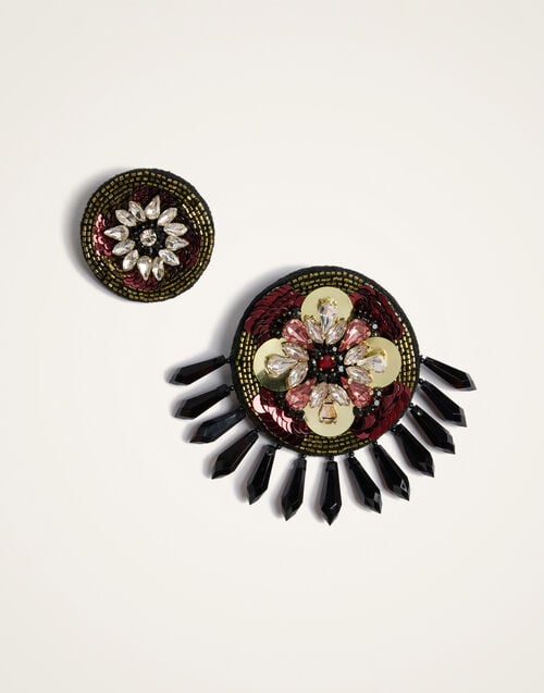 La Doublej Set Of 2 Pins Nucleus Red In Embroidery