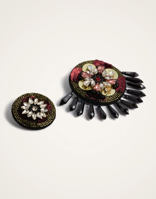 La Doublej Set Of 2 Pins Nucleus Red In Embroidery