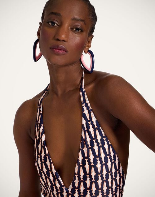 La Doublej Sexy Swimsuit Pesciolini Blue In Lycra