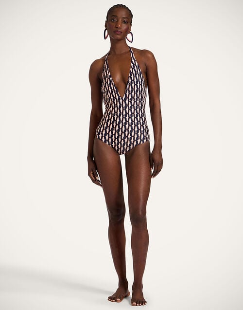 la doublej Sexy Swimsuit Pesciolini Blue in Lycra