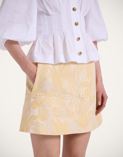 La Doublej Short Skirt Iris Yellow In Jacquard