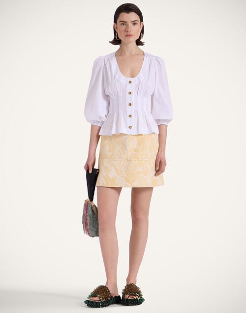 la doublej Short Skirt Iris Yellow in Jacquard