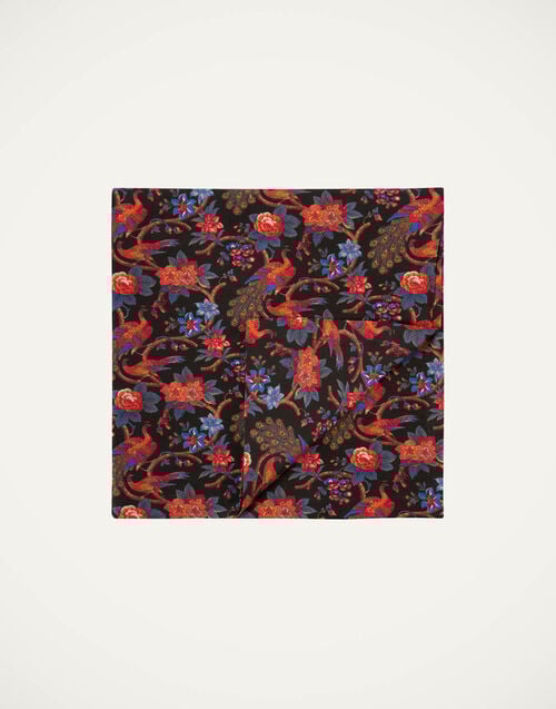 la doublej Small Tablecloth Pavone Nero in Linen