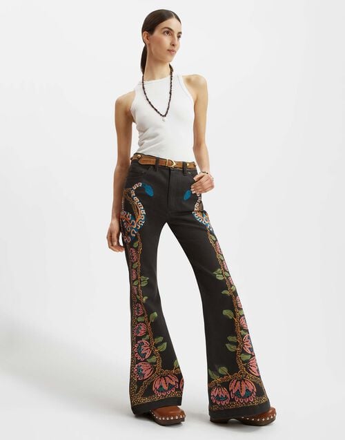 La Doublej Superflare Jeans Eve Black In Denim