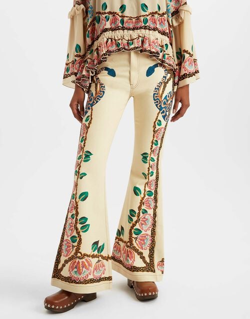 La Doublej Superflare Jeans Eve Ecru In Denim