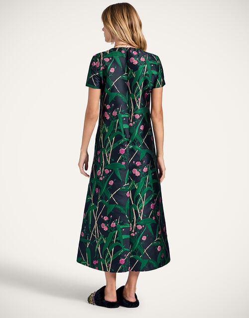 La Doublej Swing Dress Bamboo Black In Jacquard