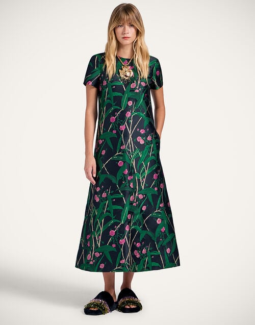 la doublej Swing Dress Bamboo Black in Jacquard