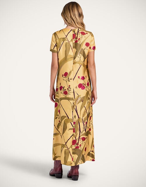 La Doublej Swing Dress Bamboo Yellow In Silk Twill