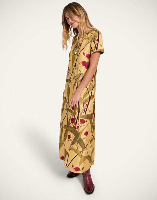 La Doublej Swing Dress Bamboo Yellow In Silk Twill