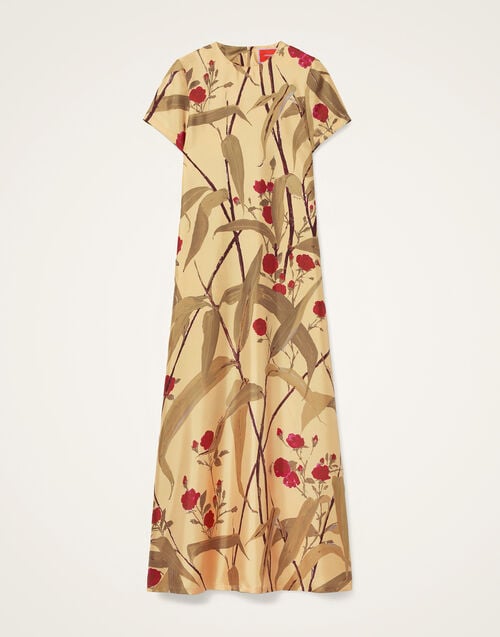 La Doublej Swing Dress Bamboo Yellow In Silk Twill