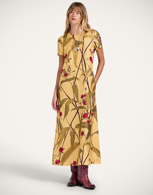 la doublej Swing Dress Bamboo Yellow in Silk Twill