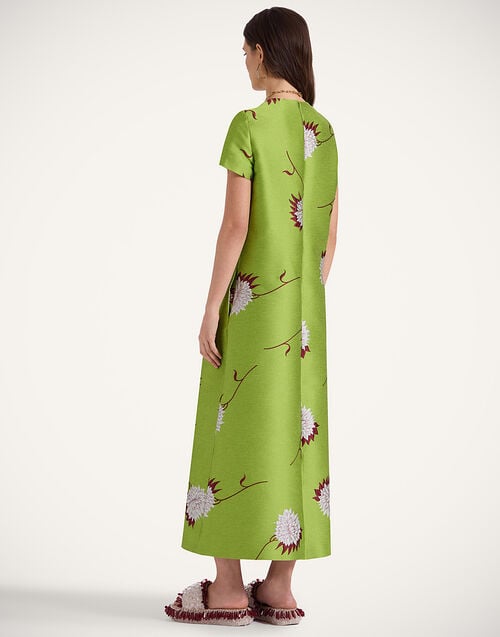 La Doublej Swing Dress Derby Lime In Jacquard