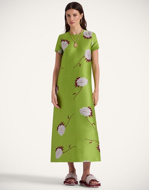 La Doublej Swing Dress Derby Lime In Jacquard
