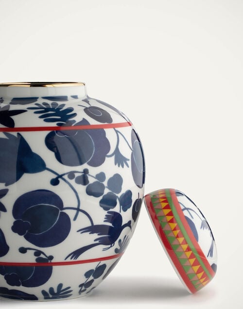 La Doublej Tea Jar Wildbird Blu In Porcelain