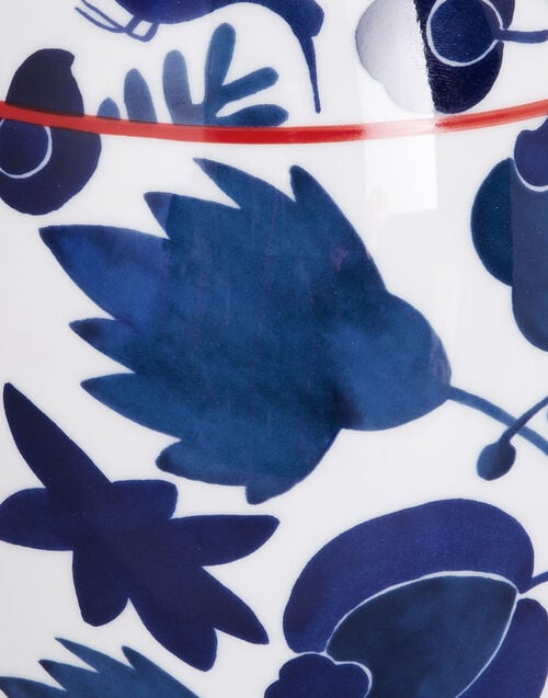 La Doublej Tea Jar Wildbird Blu In Porcelain