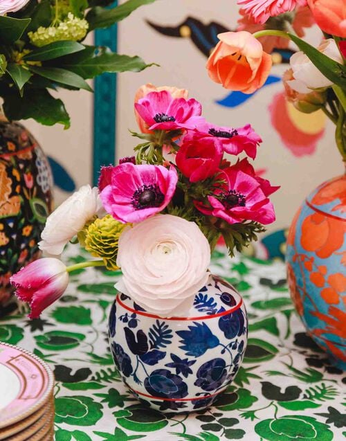 La Doublej Tea Jar Wildbird Blu In Porcelain