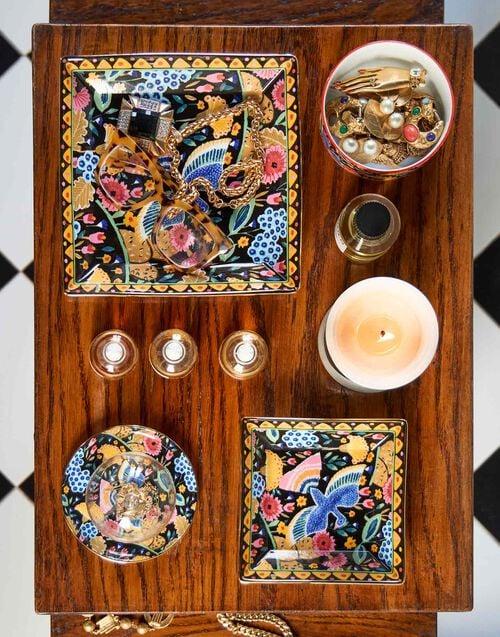 La Doublej Trinket Tray Colombo Black In Porcelain