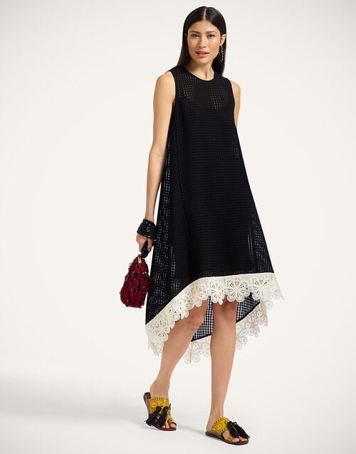 La Doublej La Scala High Dress Solid Black In Window Lace