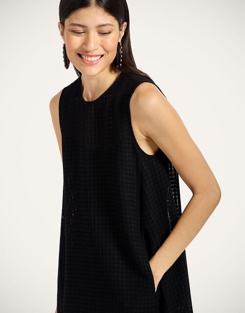 La Doublej La Scala High Dress Solid Black In Window Lace