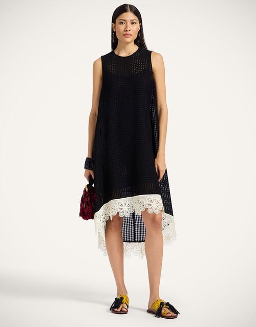 la doublej La Scala High Dress Solid Black in Window Lace