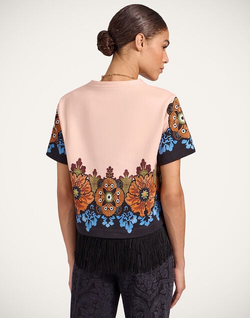 La Doublej La Scala Tee Bounty Placée Orange In Heavy Jersey With Fringes