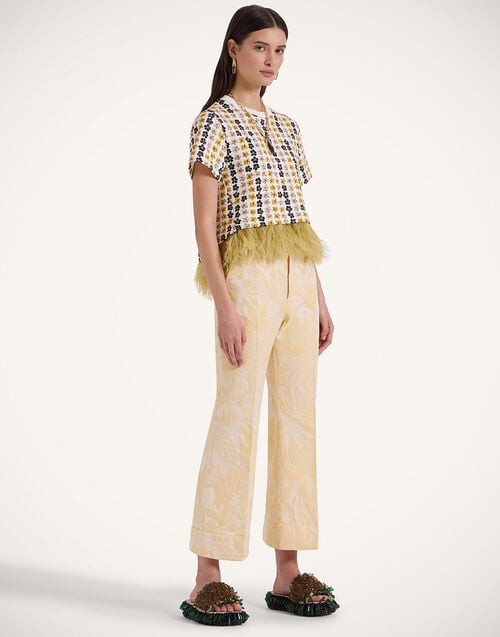 La Doublej La Scala Tee Cupid White In Double Jersey With Feathers