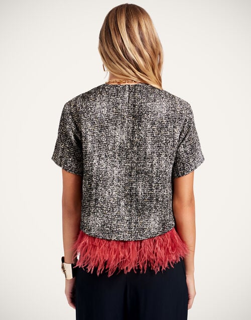 La Doublej La Scala Tee Solid Black & White In Viscose Mix