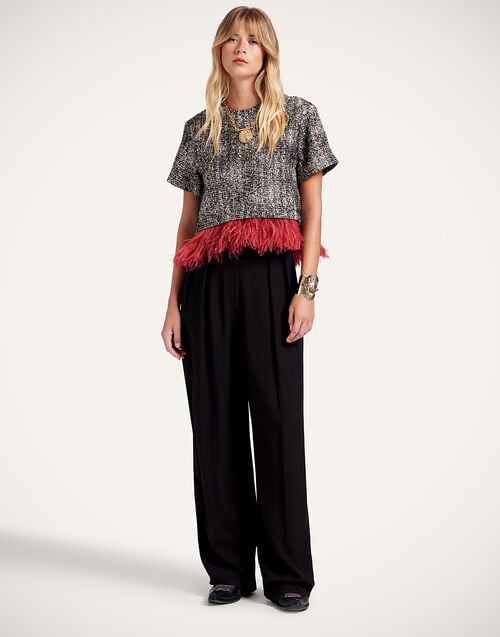 La Doublej La Scala Tee Solid Black & White In Viscose Mix