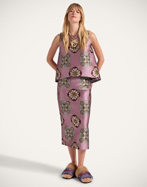 La Doublej La Scala Top Nucleus Dusty Pink In Jacquard