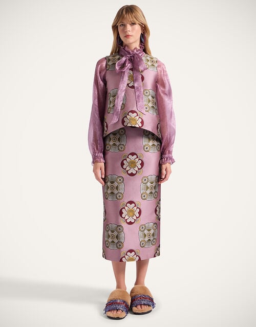 La Doublej La Scala Top Nucleus Dusty Pink In Jacquard