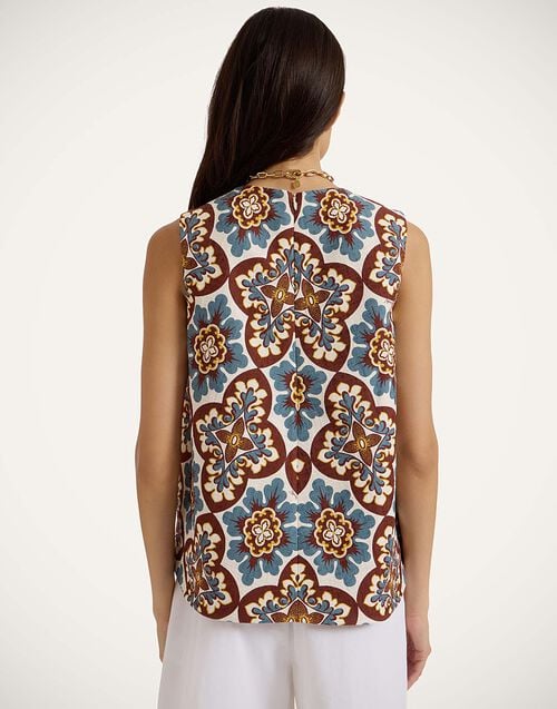 La Doublej La Scala Top Palazzo Chocolate In Rustic Cotton