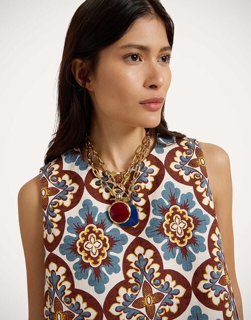 La Doublej La Scala Top Palazzo Chocolate In Rustic Cotton