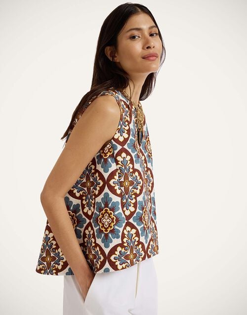 la doublej La Scala Top Palazzo Chocolate in Rustic Cotton