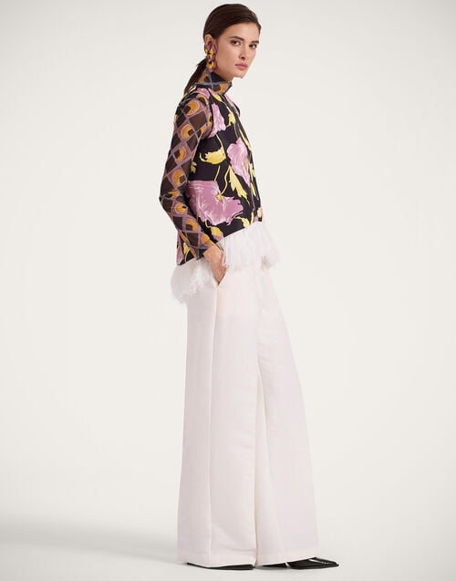 La Doublej La Scala Top Sylph Black In Faille With Feathers