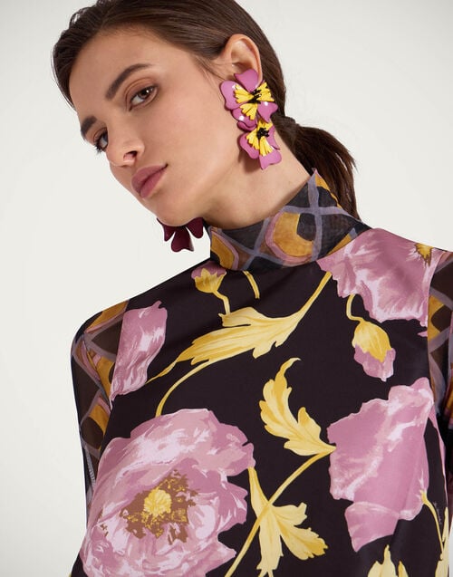 La Doublej La Scala Top Sylph Black In Faille With Feathers