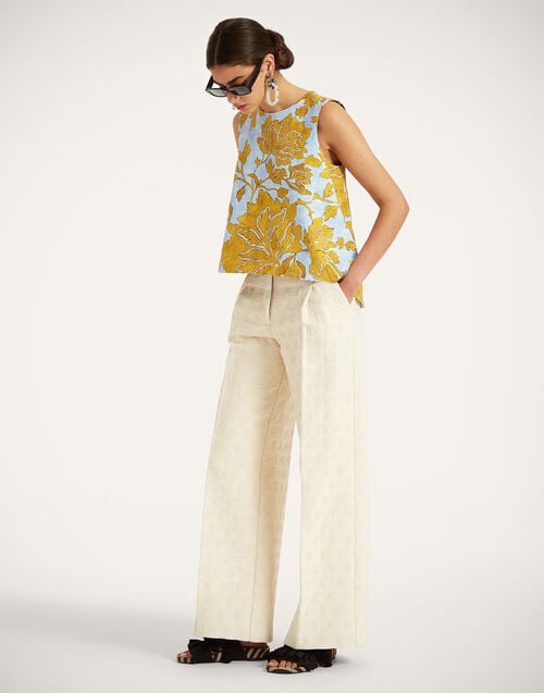 La Doublej La Scala Top Tangle Light Blue In Shot Cotton