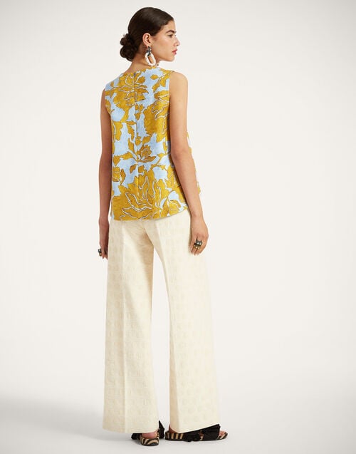 La Doublej La Scala Top Tangle Light Blue In Shot Cotton