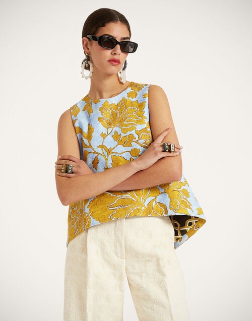 la doublej La Scala Top Tangle Light Blue in Shot Cotton