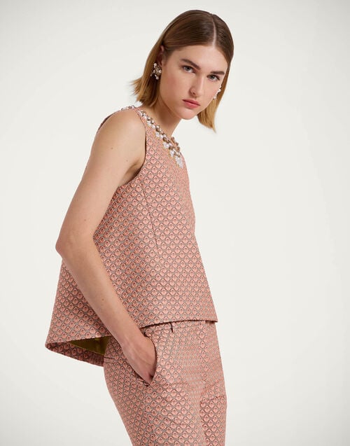 la doublej La Scala Top Tulip Pale Pink in Jacquard Embroidered