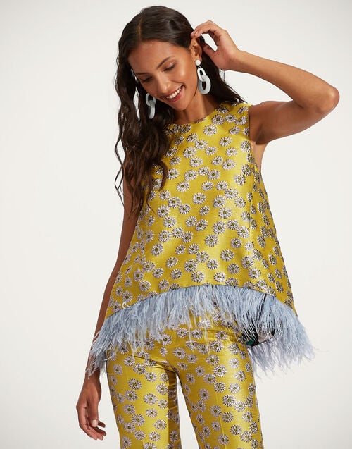 la doublej La Scala Top (With Feathers) Margarita in Jacquard