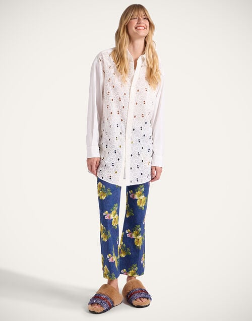 La Doublej Lacey Better Than Your Boyfriend's Shirt Solid Ivory In Sangallo