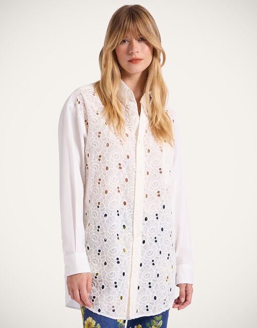 la doublej Lacey Better Than Your Boyfriend's Shirt Solid Ivory in Sangallo