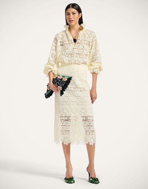 La Doublej Lacey Cerere Blouse Caper Light Yellow In Macramé