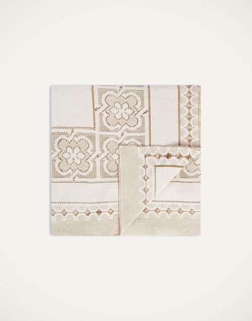 la doublej Lacey Medium Tablecloth Solid White Smoke in Embroidered Cotton