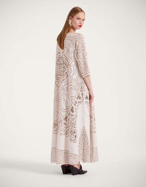 La Doublej Lacey Muumuu Dress Solid White Smoke In Embroidered Cotton